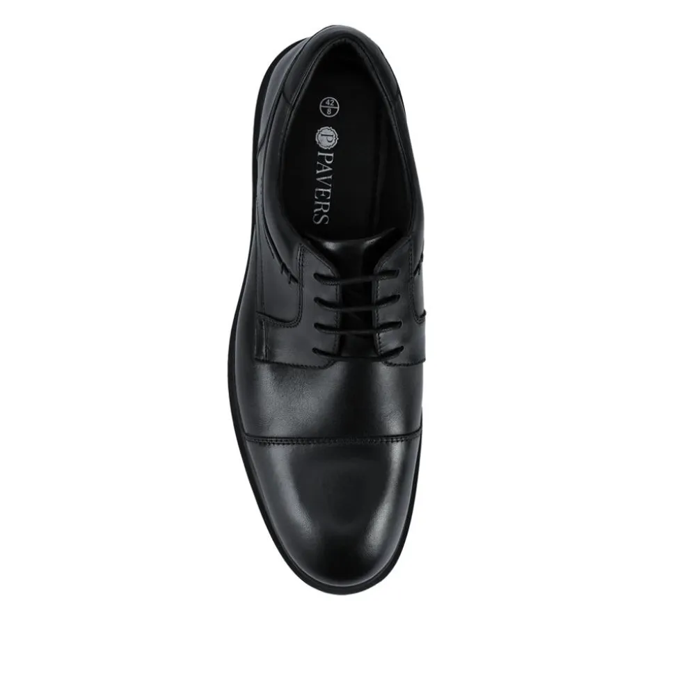 Wide Fit Smart Leather Derby Shoes - Black
