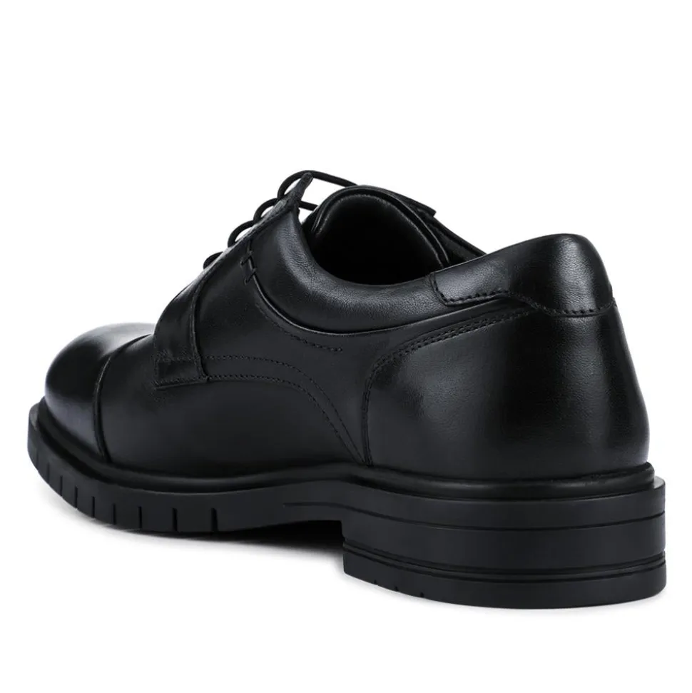 Wide Fit Smart Leather Derby Shoes - Black