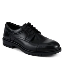 Wide Fit Smart Leather Derby Shoes - Black