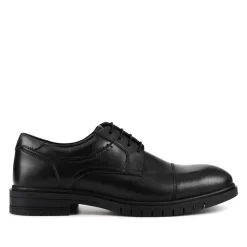 Wide Fit Smart Leather Derby Shoes - Black