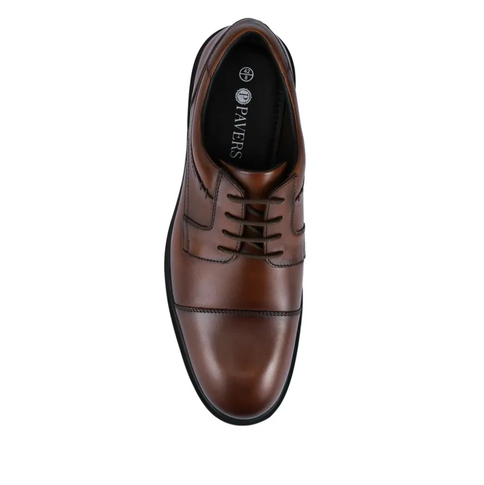 Wide Fit Smart Leather Derby Shoes - Brown