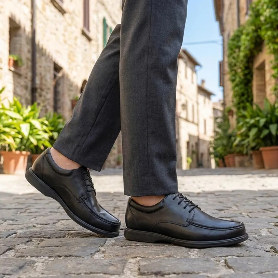 Wide Fit Smart Leather Lace Up Shoes - Black