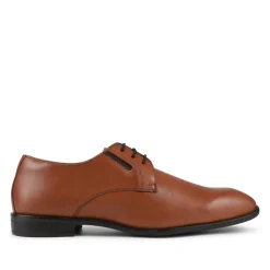 Wide Fit Smart Leather Lace-Up Shoes - Tan