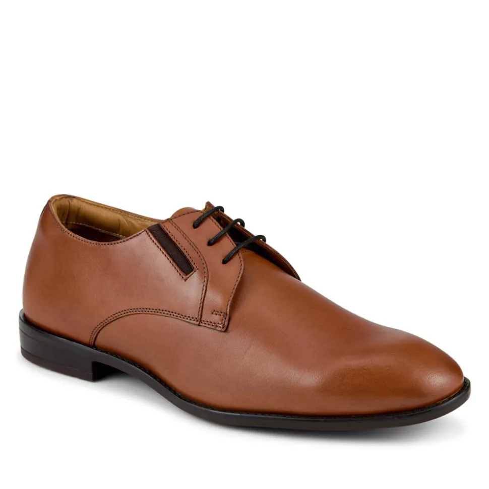 Wide Fit Smart Leather Lace-Up Shoes - Tan
