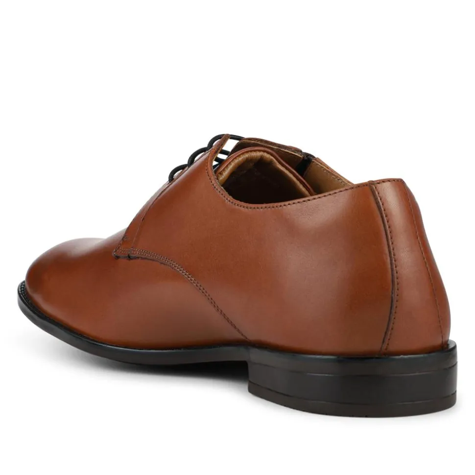 Wide Fit Smart Leather Lace-Up Shoes - Tan