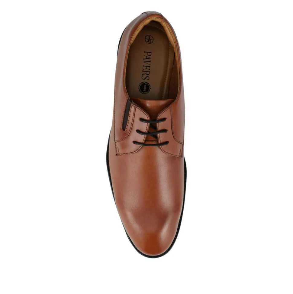 Wide Fit Smart Leather Lace-Up Shoes - Tan