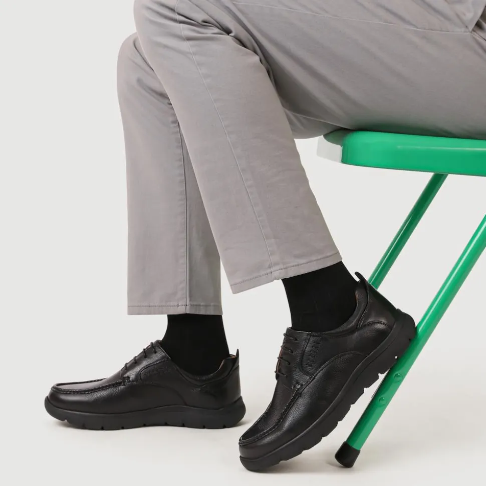 Wide Fit Smart Leather Shoes - Black