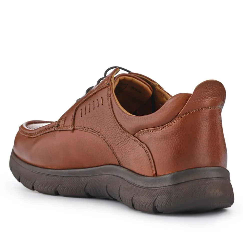 Wide Fit Smart Leather Shoes - Tan