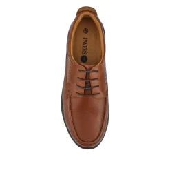 Wide Fit Smart Leather Shoes - Tan