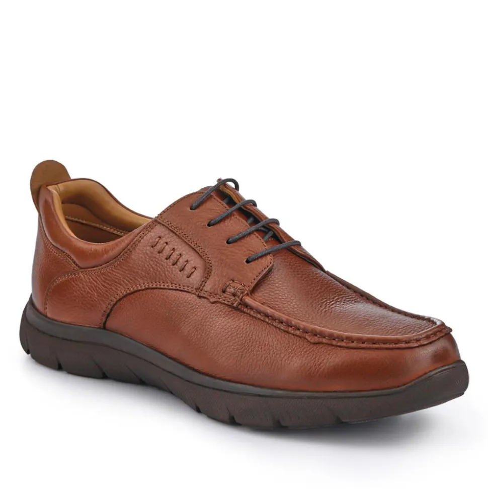 Wide Fit Smart Leather Shoes - Tan