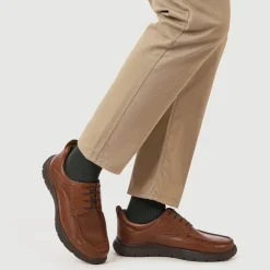 Wide Fit Smart Leather Shoes - Tan