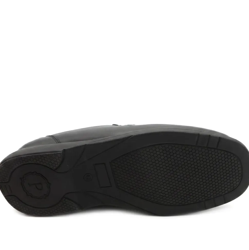 Wide Fit Smart Leather Slip On Shoes - Black
