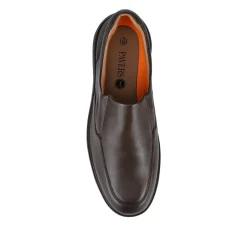Wide Fit Smart Leather Slip-On Shoes - Brown
