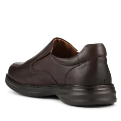 Wide Fit Smart Leather Slip-On Shoes - Brown