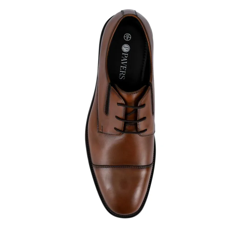 Wide Fit Smart Leather Toe-Cap Shoes - Brown