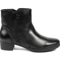 Wide Fit Smart Leather Zip Up Ankle Boots - Black