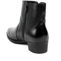 Wide Fit Smart Leather Zip Up Ankle Boots - Black