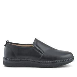 Wide Fit Smart Slip-On Shoes With Leather Insole - Black