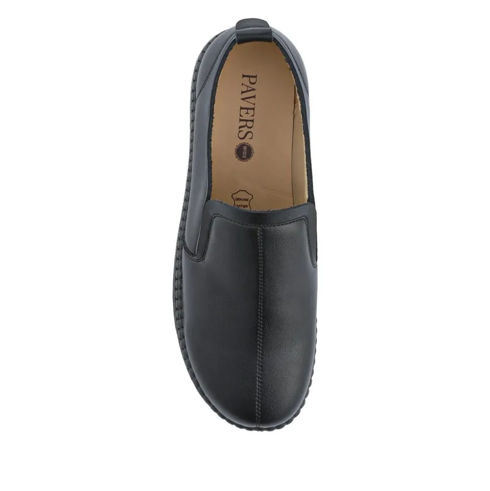 Wide Fit Smart Slip-On Shoes With Leather Insole - Black