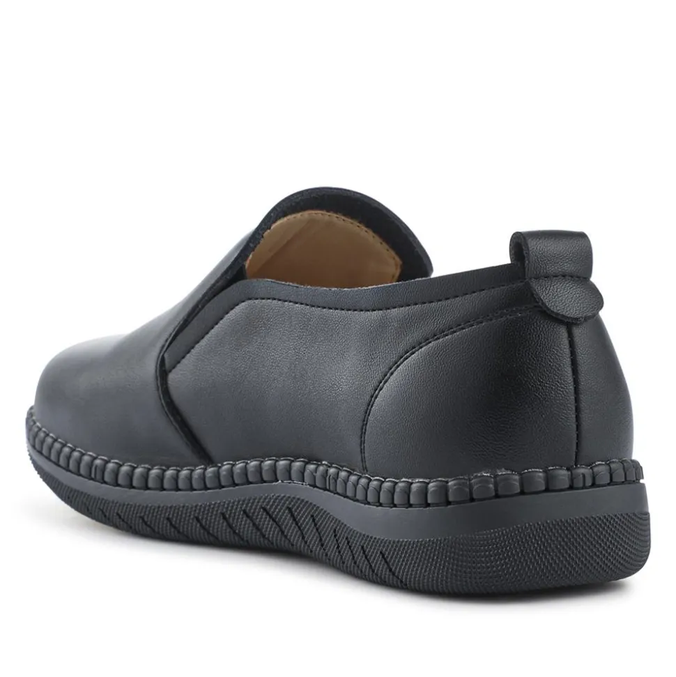Wide Fit Smart Slip-On Shoes With Leather Insole - Black