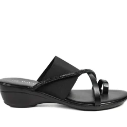 Wide Fit Smart Toe Post Sandals - Black Glitter
