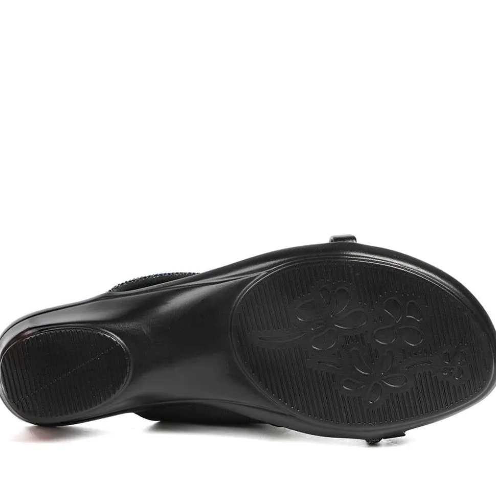 Wide Fit Smart Toe Post Sandals - Black Glitter