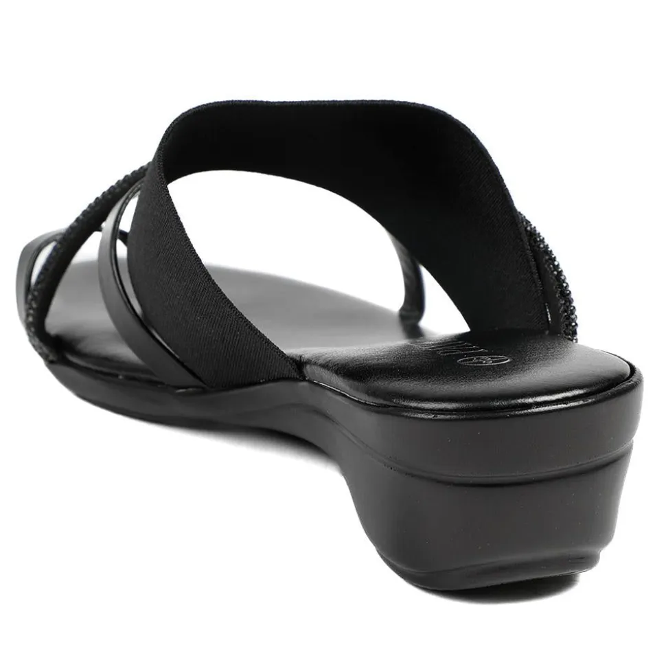 Wide Fit Smart Toe Post Sandals - Black Glitter