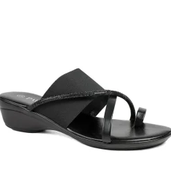 Wide Fit Smart Toe Post Sandals - Black Glitter