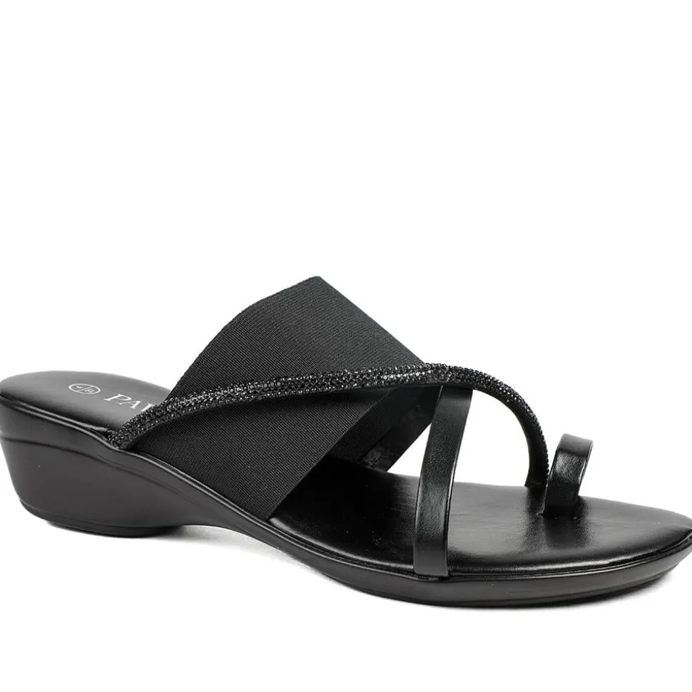 Wide Fit Smart Toe Post Sandals - Black Glitter