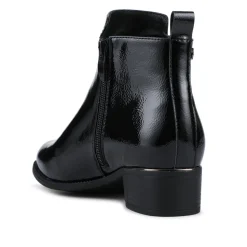 Wide Fit Smart Zip Up Ankle Boots - Black Patent