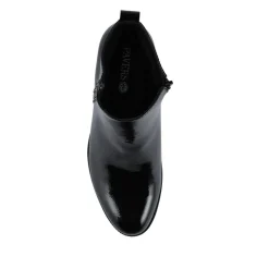 Wide Fit Smart Zip Up Ankle Boots - Black Patent