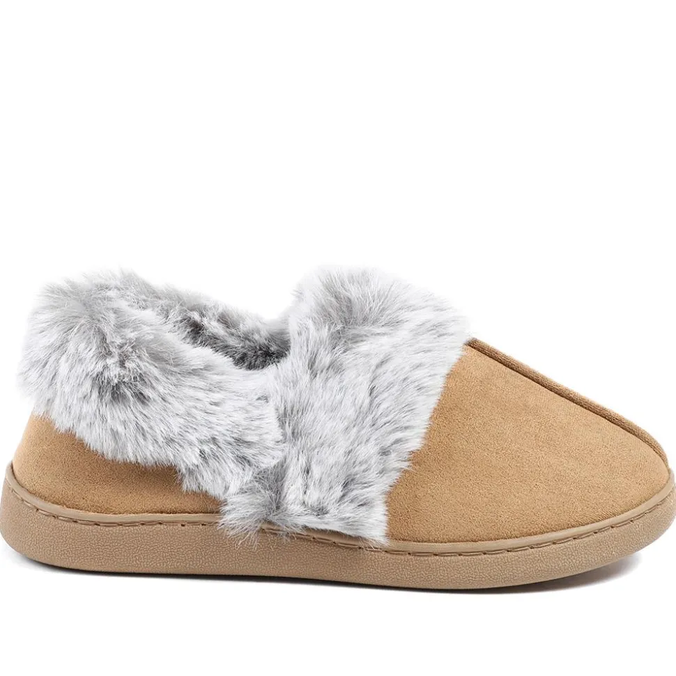 Wide Fit Soft Full Slippers - Chestnut