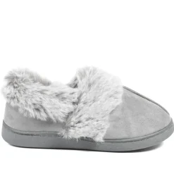 Wide Fit Soft Full Slippers - Grey