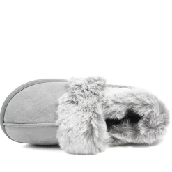 Wide Fit Soft Full Slippers - Grey