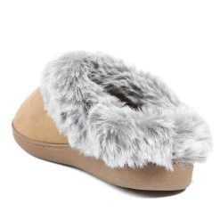 Wide Fit Soft Mule Slippers - Chestnut