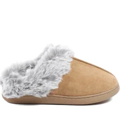 Wide Fit Soft Mule Slippers - Chestnut