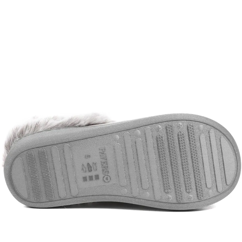 Wide Fit Soft Mule Slippers - Grey