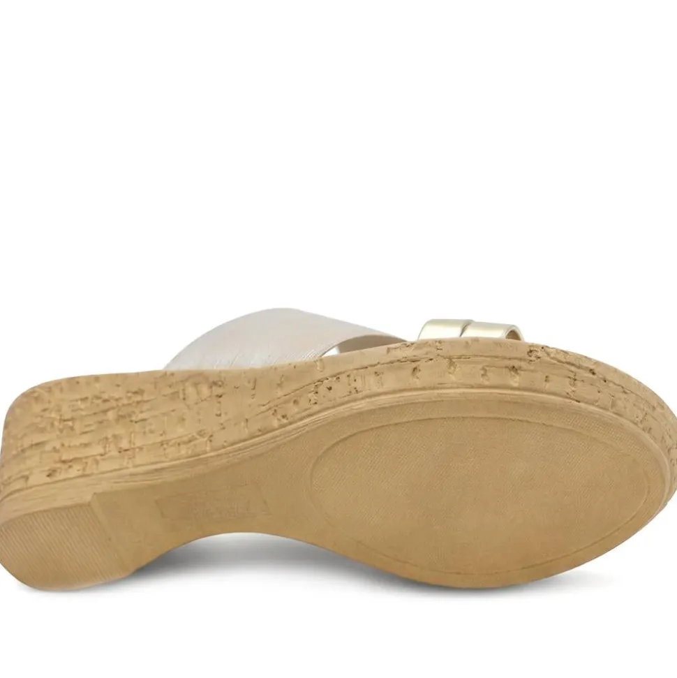 Wide Fit Stretchy Mule Sandals - Gold