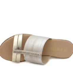Wide Fit Stretchy Mule Sandals - Gold