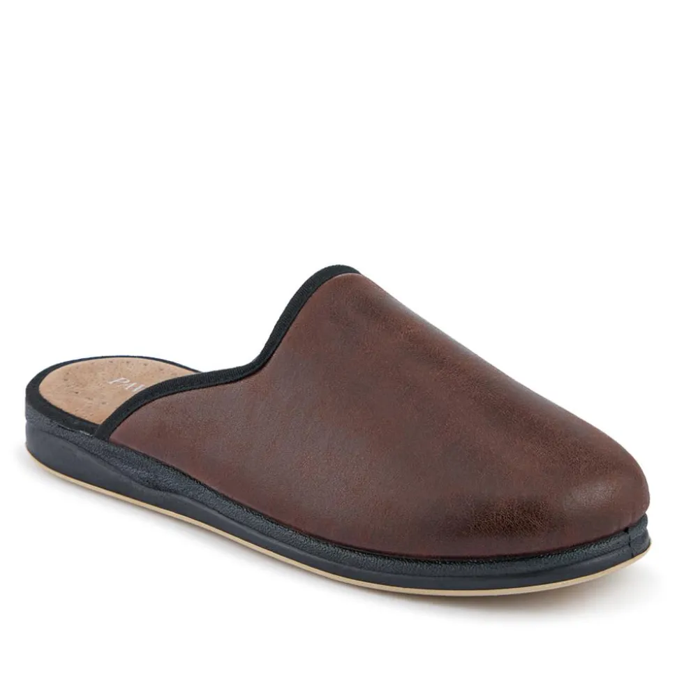 Wide Fit Supportive Mule Slippers - Brown