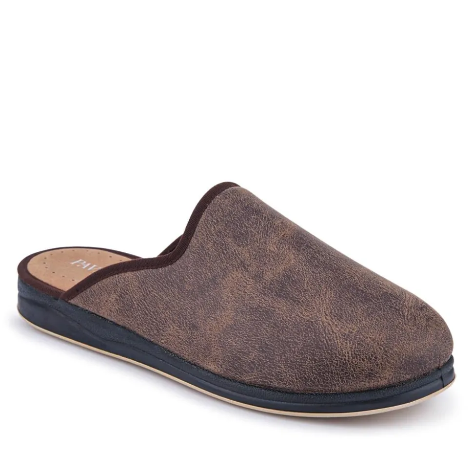 Wide Fit Supportive Mule Slippers - Khaki