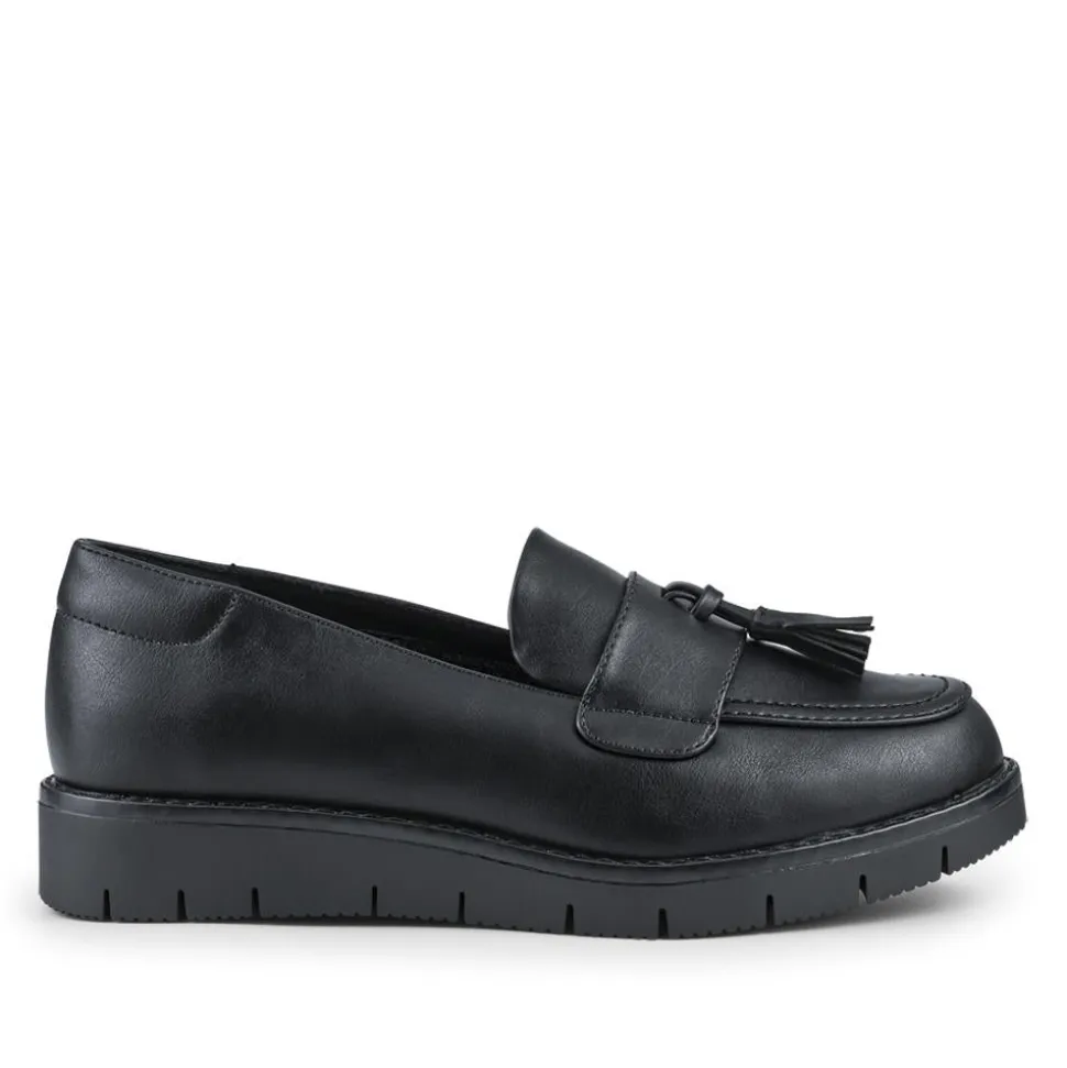 Wide Fit Tasselled Chunky Moccasins - Black