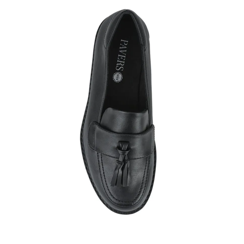 Wide Fit Tasselled Chunky Moccasins - Black