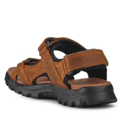 Wide-Fitting Leather Sandals - Brown
