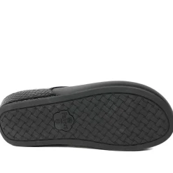 Wide Fit Toe Post Wedge Sandals - Black Croc