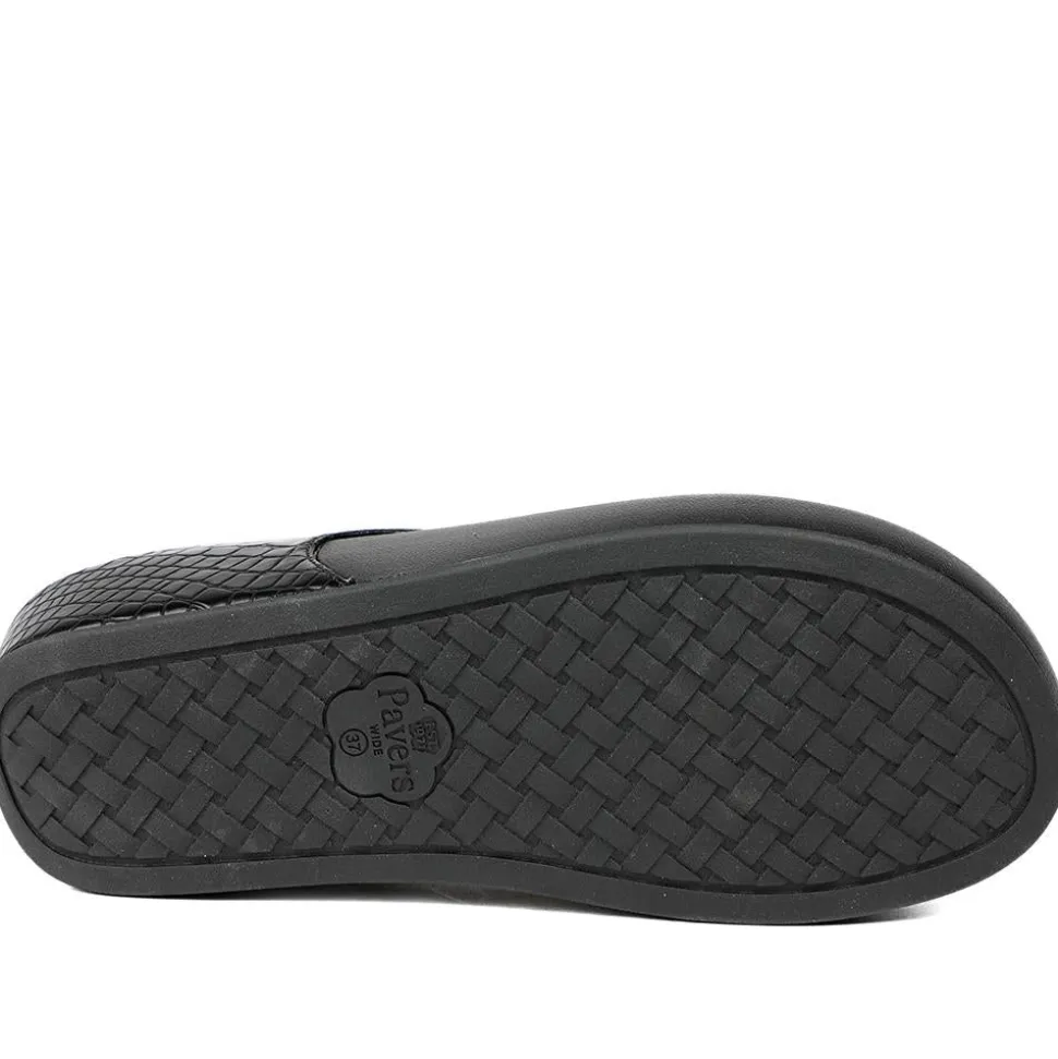 Wide Fit Toe Post Wedge Sandals - Black Croc