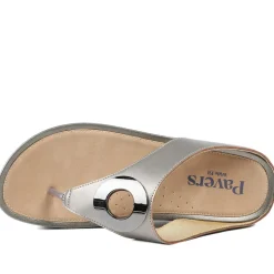 Wide Fit Toe Post Wedge Sandals - Pewter