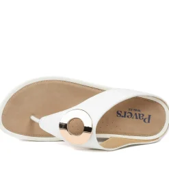 Wide Fit Toe Post Wedge Sandals - White