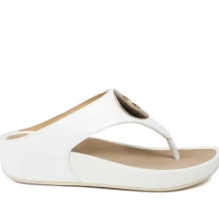 Wide Fit Toe Post Wedge Sandals - White