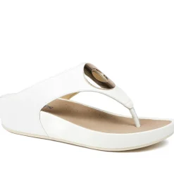 Wide Fit Toe Post Wedge Sandals - White